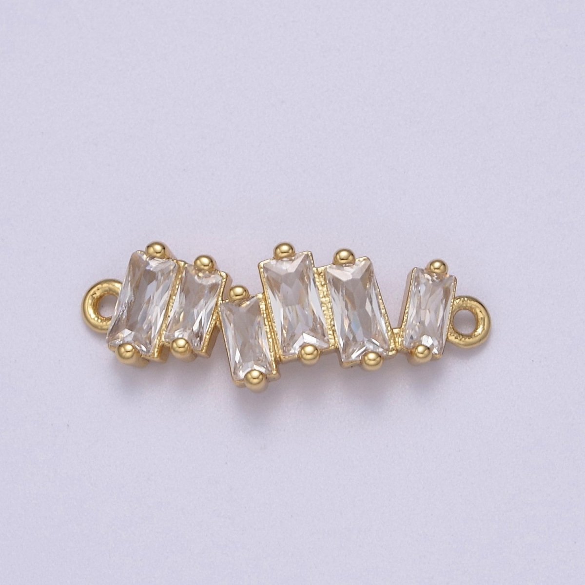 Clear CZ Micro Pave Charm Connector Wavy Line Connector Baguette Cluster Link Connector F-054 - DLUXCA