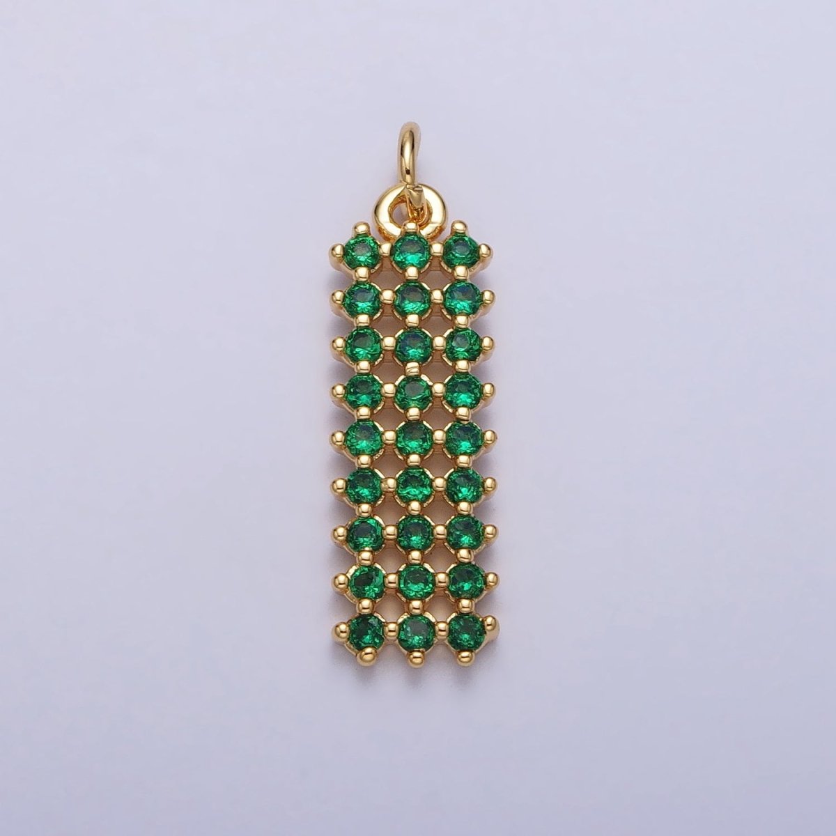 Clear, Green CZ Micro Paved Rectangular Bar Add-On Charm in Gold & Silver | AC205 AC206 - DLUXCA