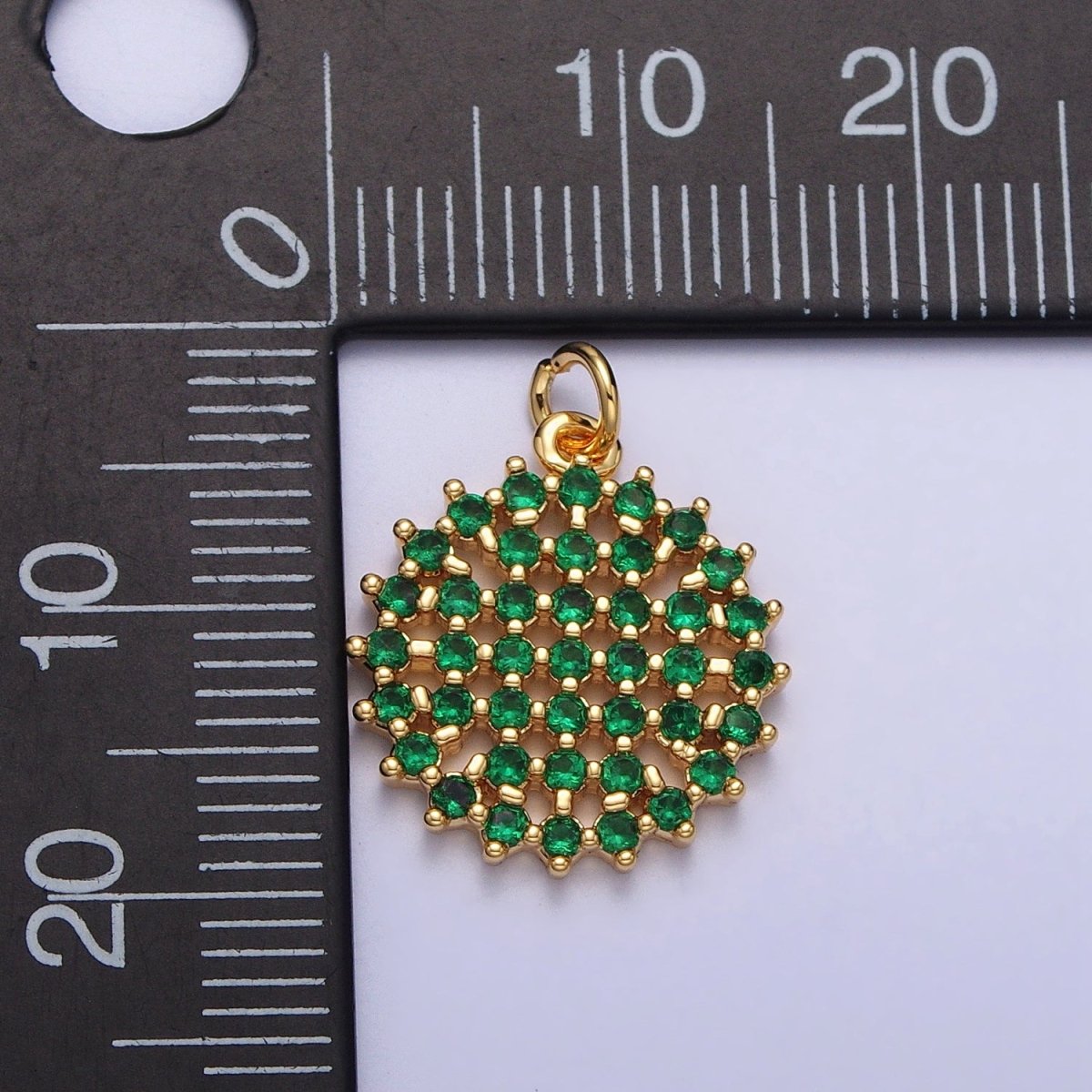 Clear, Green CZ Micro Paved Round Add-On Charm in Gold & Silver | AC195 - AC213 - DLUXCA