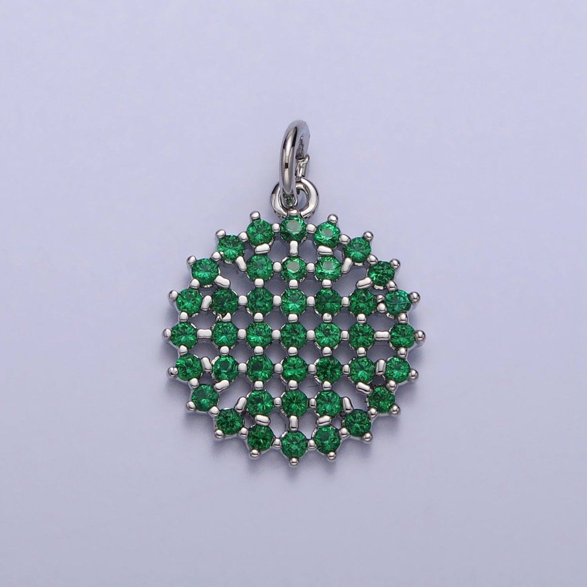 Clear, Green CZ Micro Paved Round Add-On Charm in Gold & Silver | AC195 - AC213 - DLUXCA
