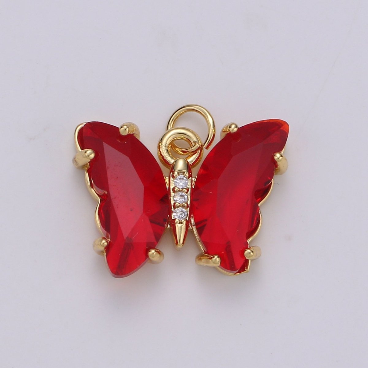 Clear Mariposa Butterfly Charm Acrylic Butterfly Charm Glass Pendant for Necklace Earring Bracelet Component in 24k Gold Filled Tarnish Free D-820 - DLUXCA