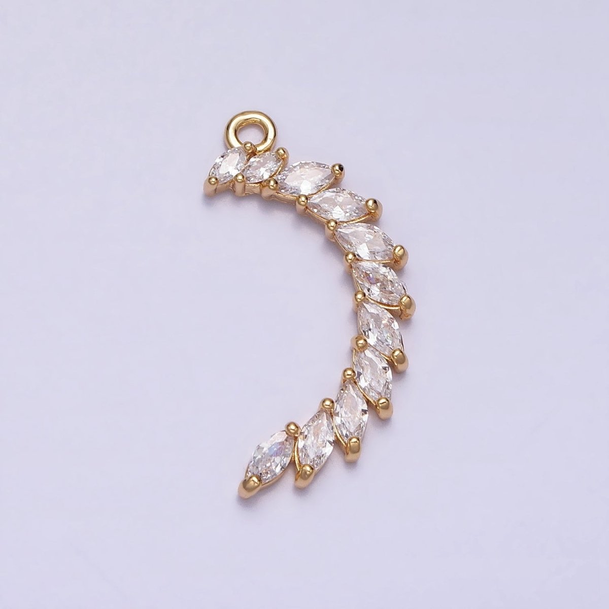 Clear Marquise Crescent CZ Lined Add-On Charm in Gold & Silver | AA960 AA961 - DLUXCA