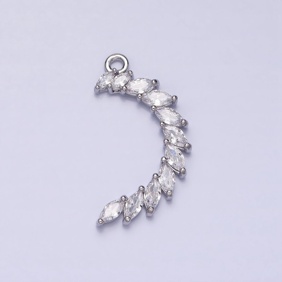 Clear Marquise Crescent CZ Lined Add-On Charm in Gold & Silver | AA960 AA961 - DLUXCA