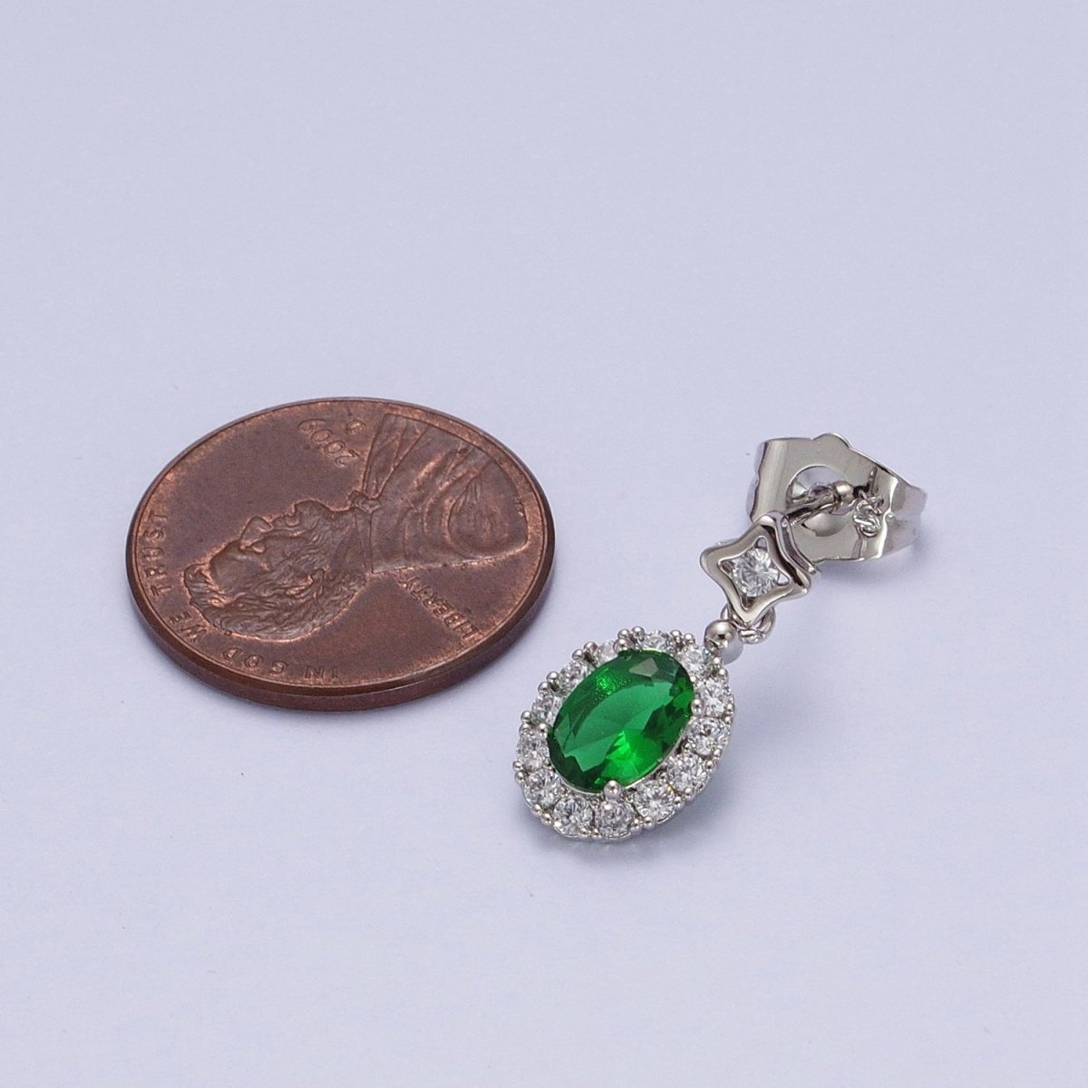 Clear Micro Pave cubic zirconia Oval halo Drop Stud Earring Bridal Wedding Bridesmaid Jewelry Y-006~Y-008 - DLUXCA