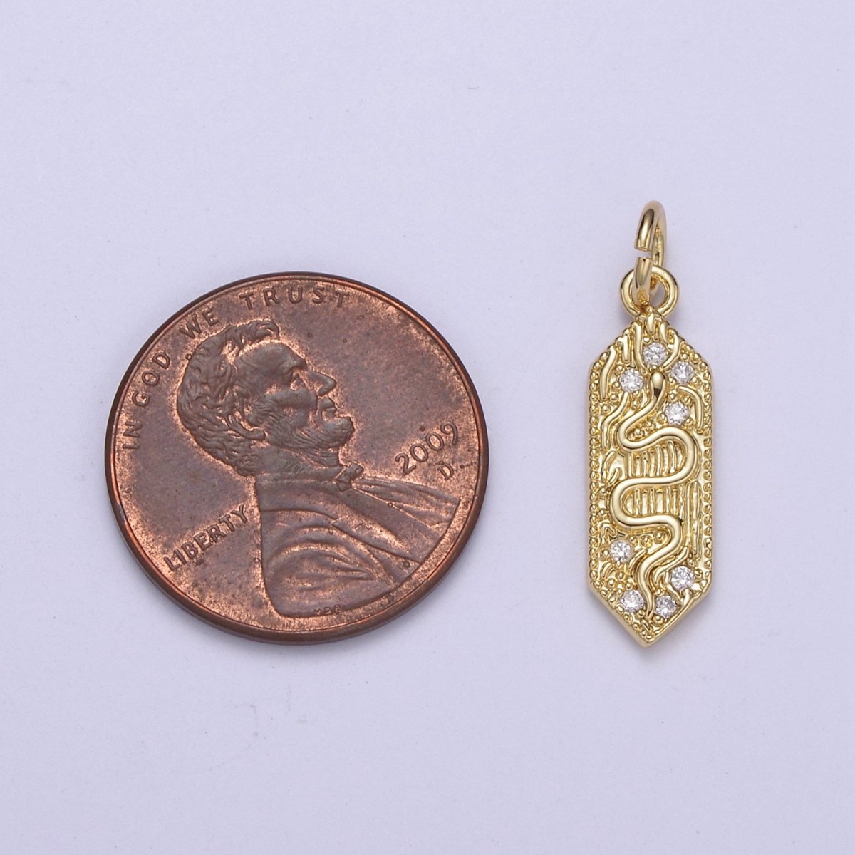 Clear Micro Pave Snake charm, Gold Filled Snake Charm, Animal Charm Gold Serpent Charm Necklace Pendant Finding for Jewelry Making Supply C-548 - DLUXCA