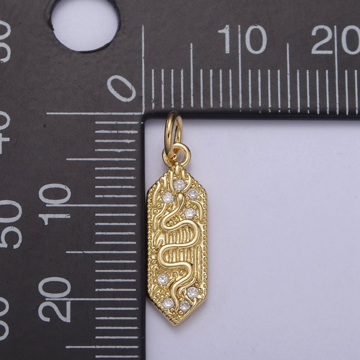 Clear Micro Pave Snake charm, Gold Filled Snake Charm, Animal Charm Gold Serpent Charm Necklace Pendant Finding for Jewelry Making Supply C-548 - DLUXCA