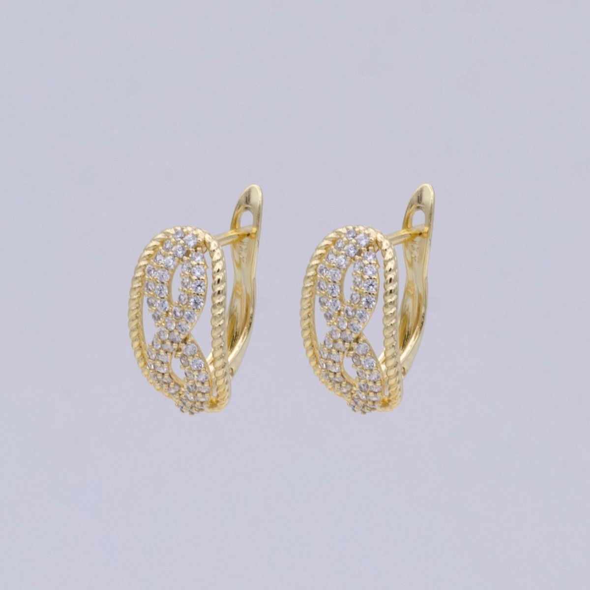 Clear Micro Paved CZ Infinity Braided Latch Earrings | Y-283 - DLUXCA