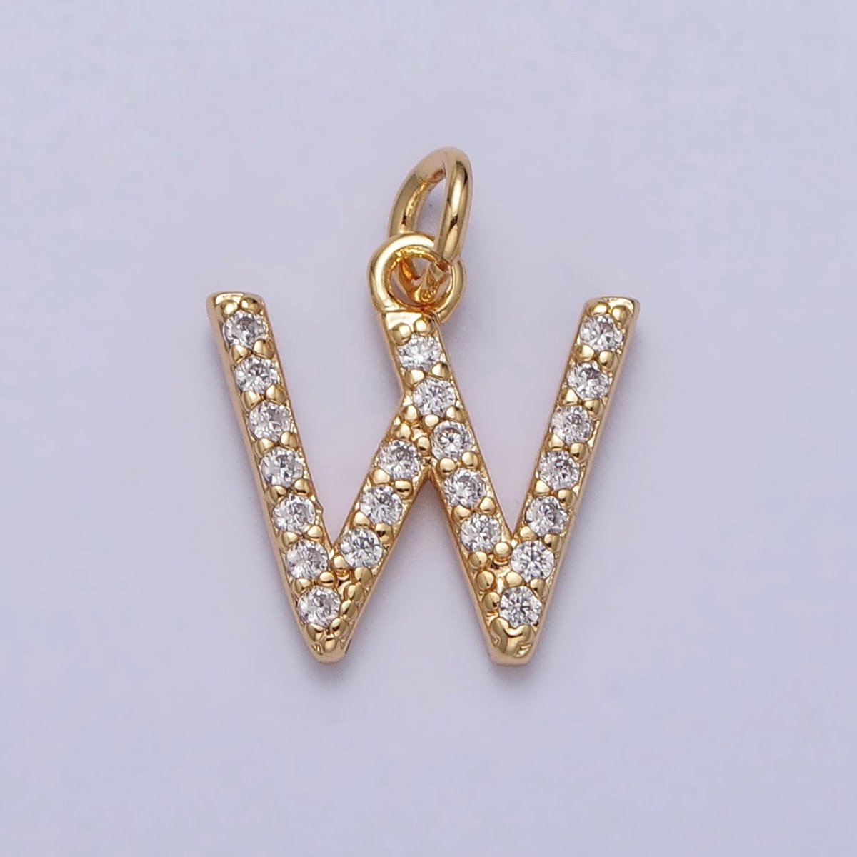 Clear Micro Paved CZ Initial Alphabet Letter Gold Personalized Charm | AC129 - AC154 - DLUXCA