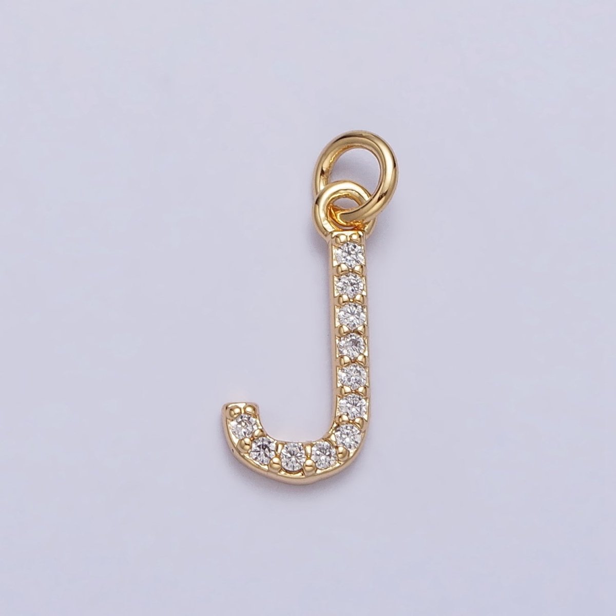 Clear Micro Paved CZ Initial Alphabet Letter Gold Personalized Charm | AC129 - AC154 - DLUXCA