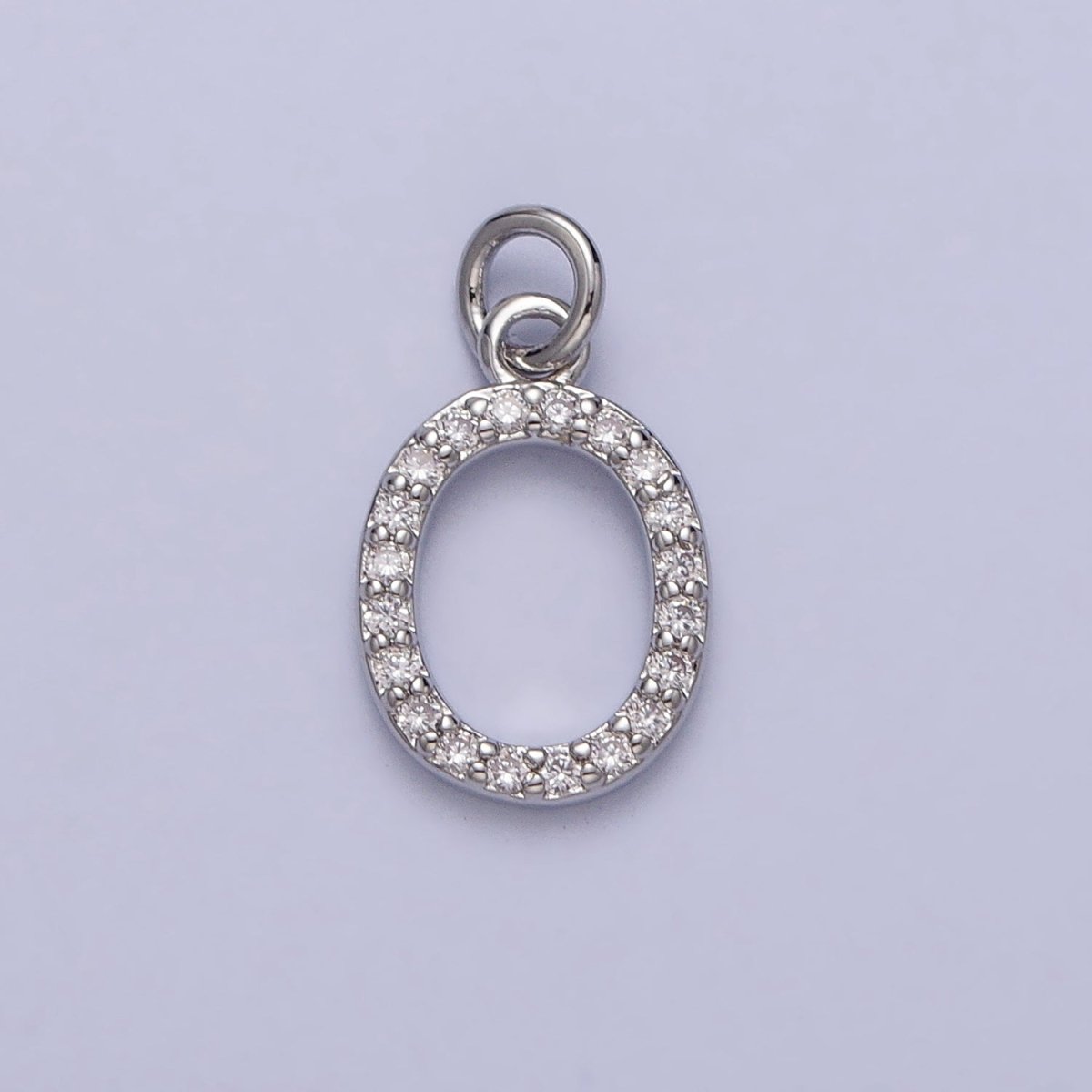 Clear Micro Paved CZ Initial Alphabet Letter Silver Personalized Charm | AC155 - AC180 - DLUXCA