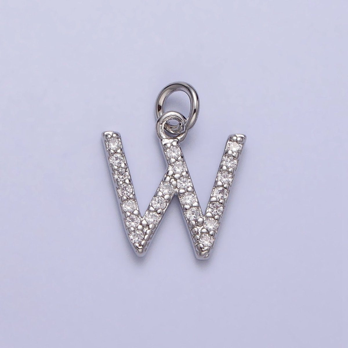 Clear Micro Paved CZ Initial Alphabet Letter Silver Personalized Charm | AC155 - AC180 - DLUXCA