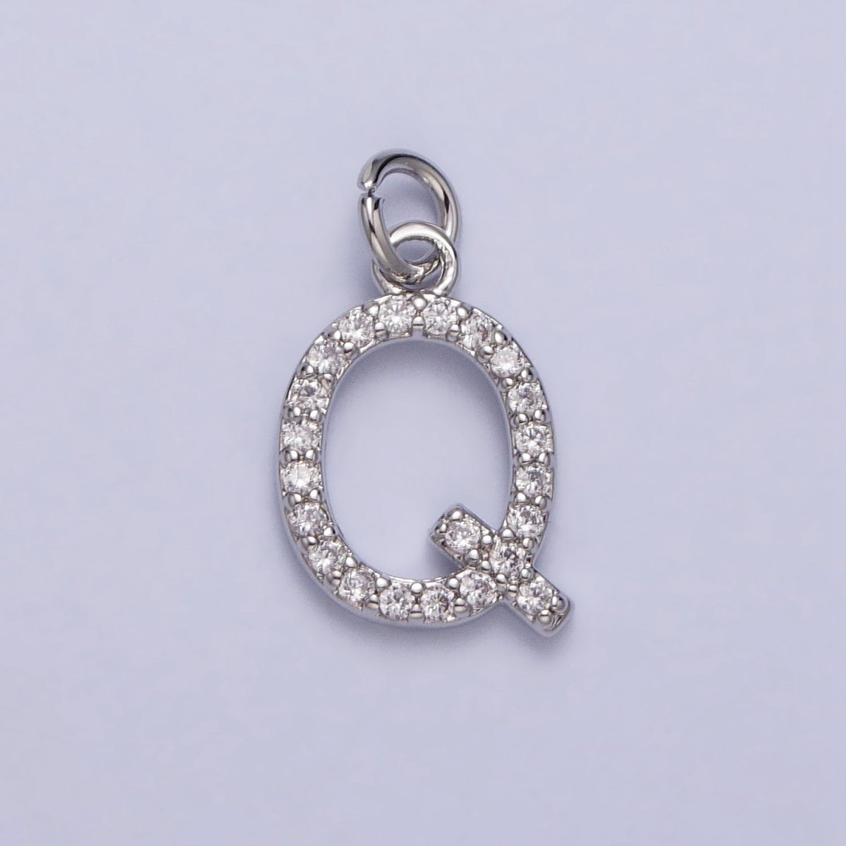 Clear Micro Paved CZ Initial Alphabet Letter Silver Personalized Charm | AC155 - AC180 - DLUXCA