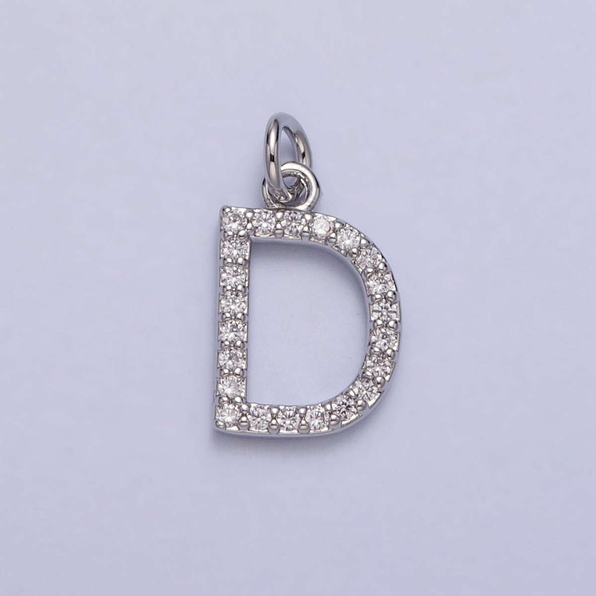 Clear Micro Paved CZ Initial Alphabet Letter Silver Personalized Charm | AC155 - AC180 - DLUXCA