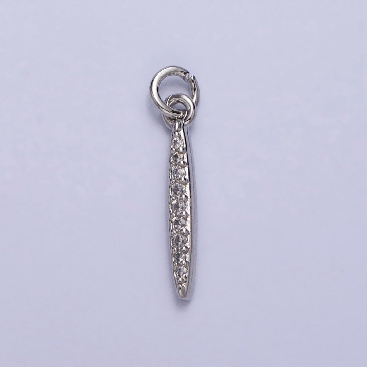 Clear Micro Paved CZ Initial Alphabet Letter Silver Personalized Charm | AC155 - AC180 - DLUXCA