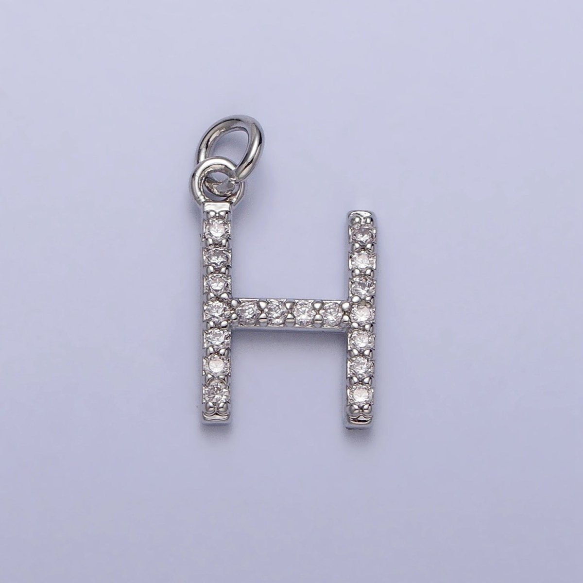 Clear Micro Paved CZ Initial Alphabet Letter Silver Personalized Charm | AC155 - AC180 - DLUXCA