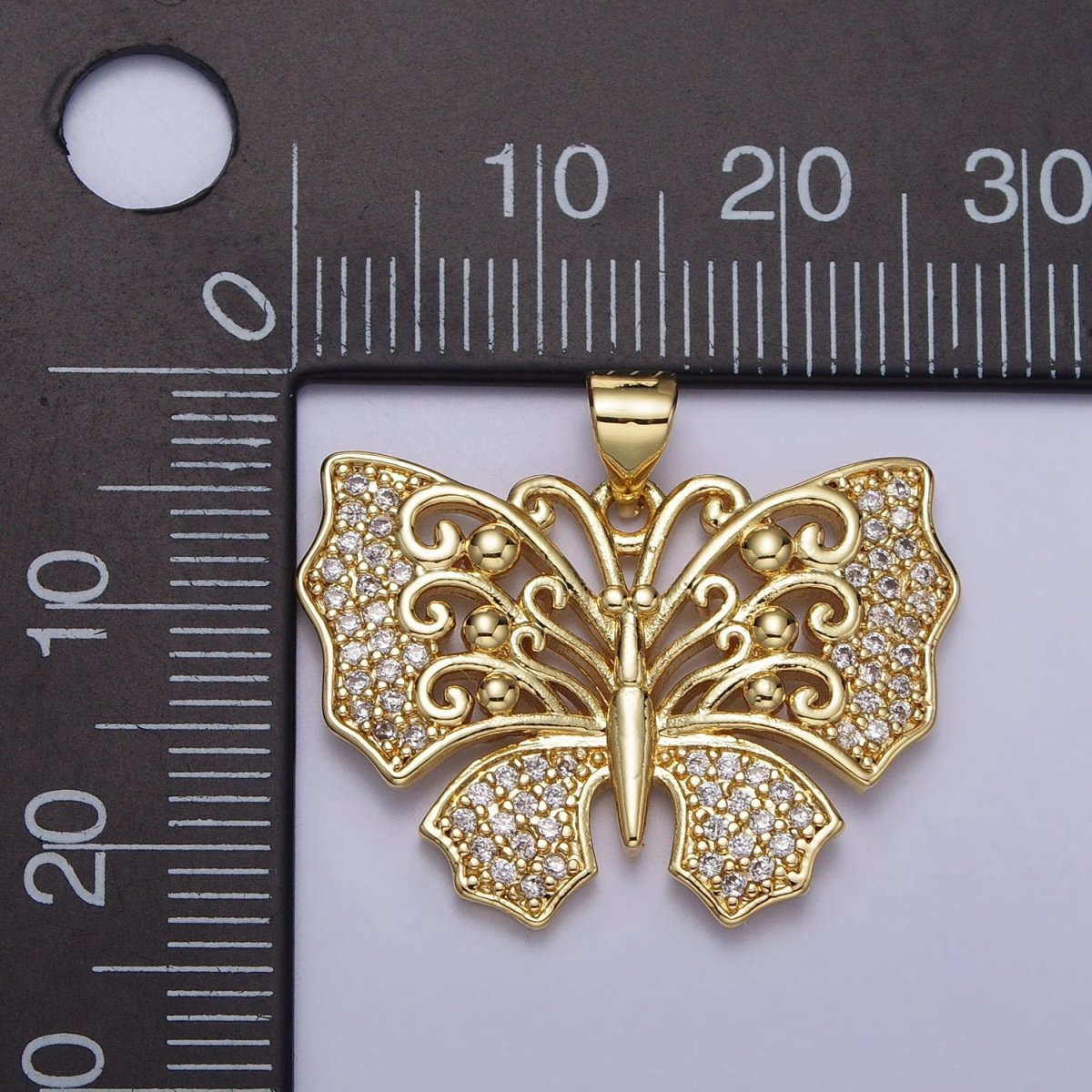 Clear Micro Paved CZ Monarch Butterfly Garden Insect Pendant | AA088 - DLUXCA