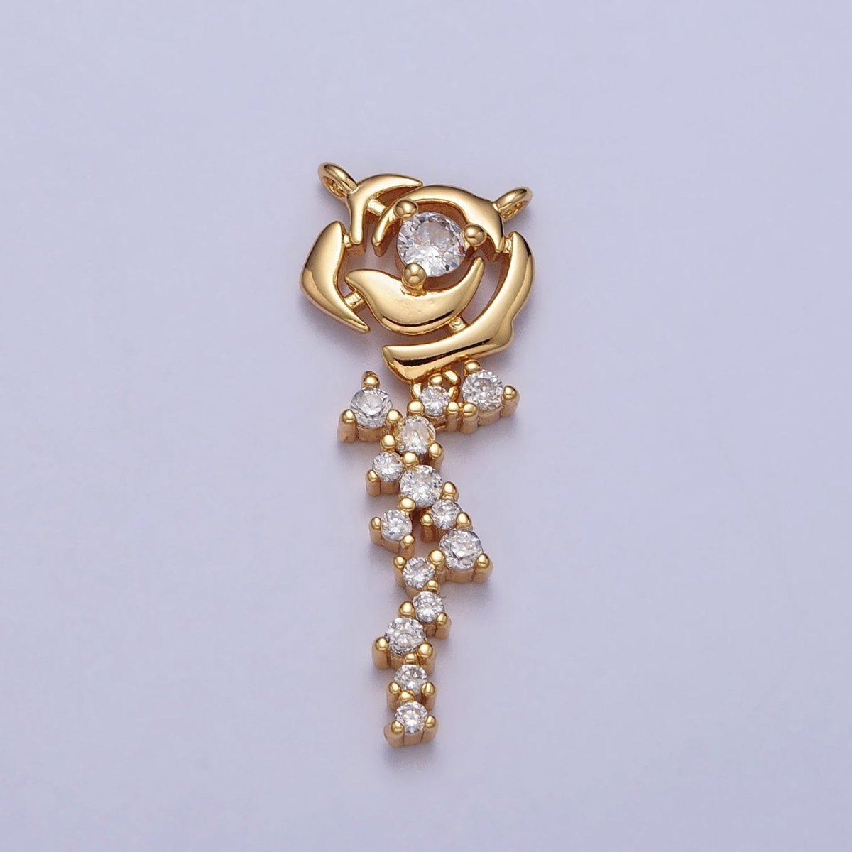 Clear Micro Paved CZ Rose June's Birth Flower Link Connector | Y-708 - DLUXCA