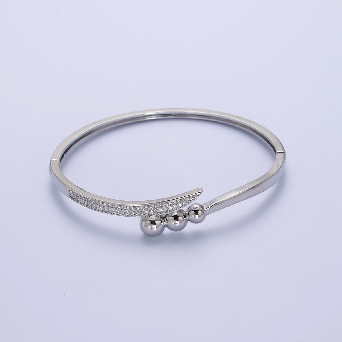 Clear Micro Paved CZ Rounded Beaded Bubble Ball Bangle Bracelet in Gold & Silver | WA-1515 WA-1516 Clearance Pricing - DLUXCA