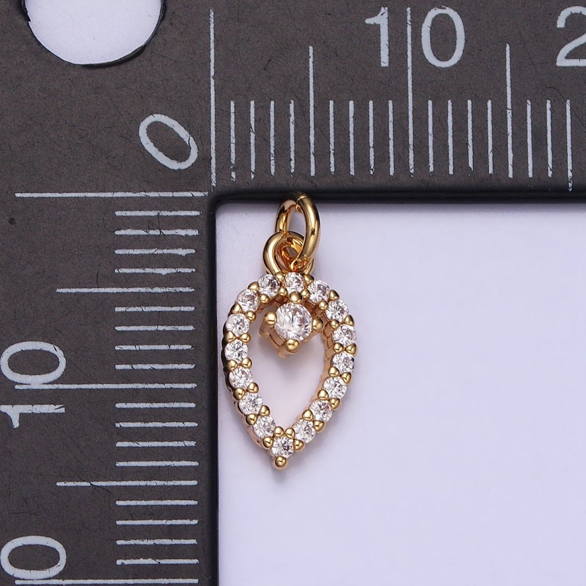 Clear Micro Paved CZ Teardrop Mini Open Add-On Charm in Gold & Silver | AC639 AC640 - DLUXCA