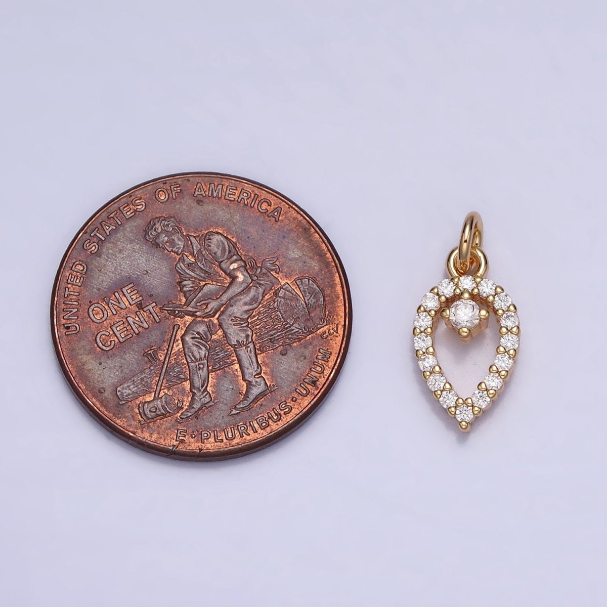 Clear Micro Paved CZ Teardrop Mini Open Add-On Charm in Gold & Silver | AC639 AC640 - DLUXCA