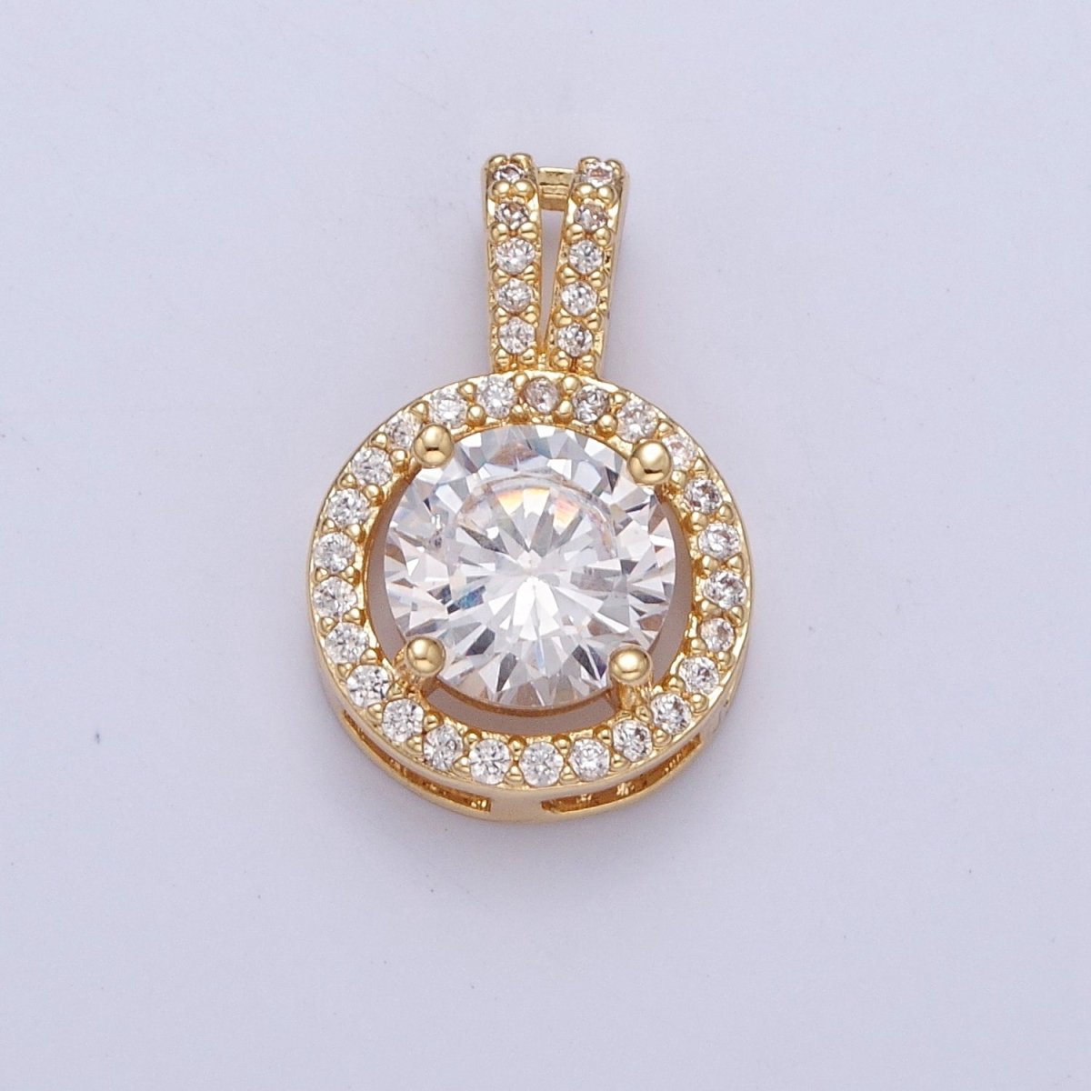 Clear Pendant Necklace for Women, Classic Round Pendant Necklace with Clear Cubic Zirconia Stones for Women X-336 X-337 - DLUXCA