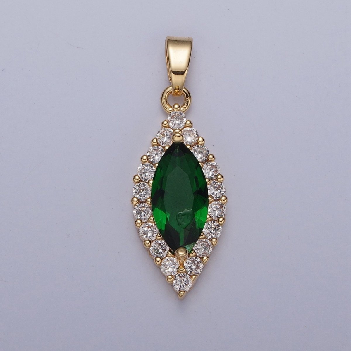 Clear, Yellow, Green, Red, Pink Marquise Eye Shape Pendant Diamond Pave Pendant | X-342-X-345 X-672 - DLUXCA