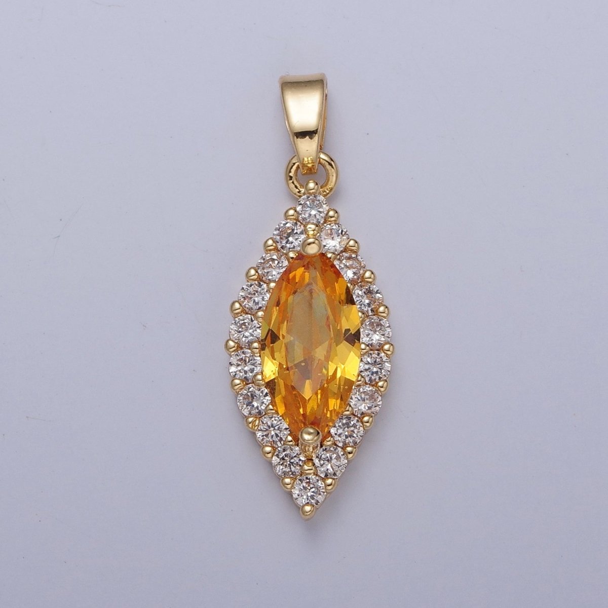 Clear, Yellow, Green, Red, Pink Marquise Eye Shape Pendant Diamond Pave Pendant | X-342-X-345 X-672 - DLUXCA