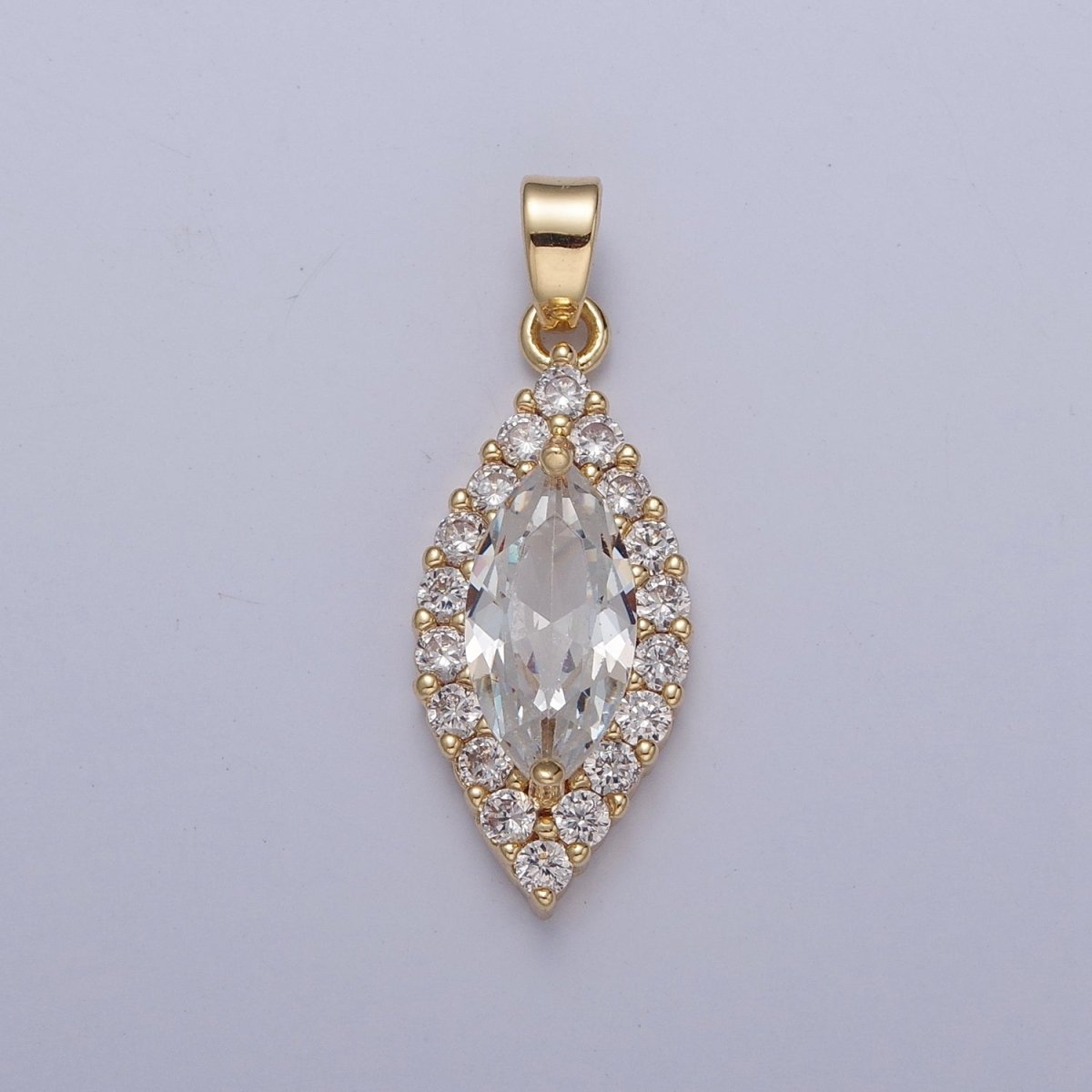 Clear, Yellow, Green, Red, Pink Marquise Eye Shape Pendant Diamond Pave Pendant | X-342-X-345 X-672 - DLUXCA