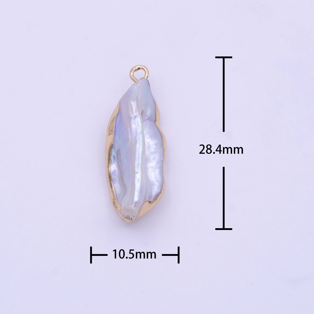 Clearance 1 Piece Natural Pearl Gold bezel cHARM approx 28X10.5mm Freeform Oval shape gold plated Charm P-1847 - DLUXCA