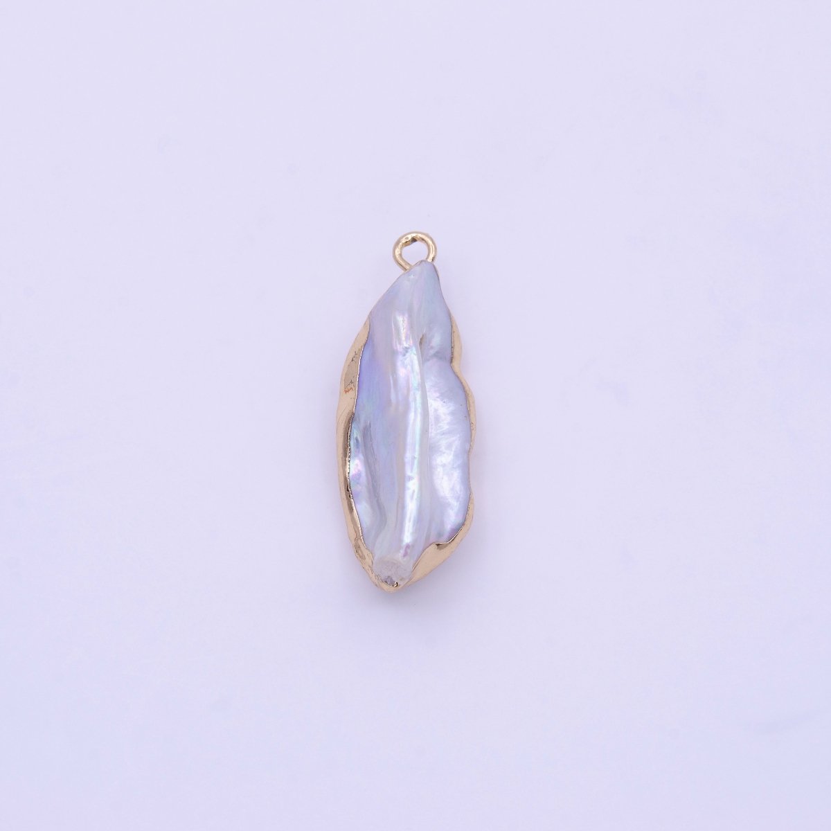 Clearance 1 Piece Natural Pearl Gold bezel cHARM approx 28X10.5mm Freeform Oval shape gold plated Charm P-1847 - DLUXCA