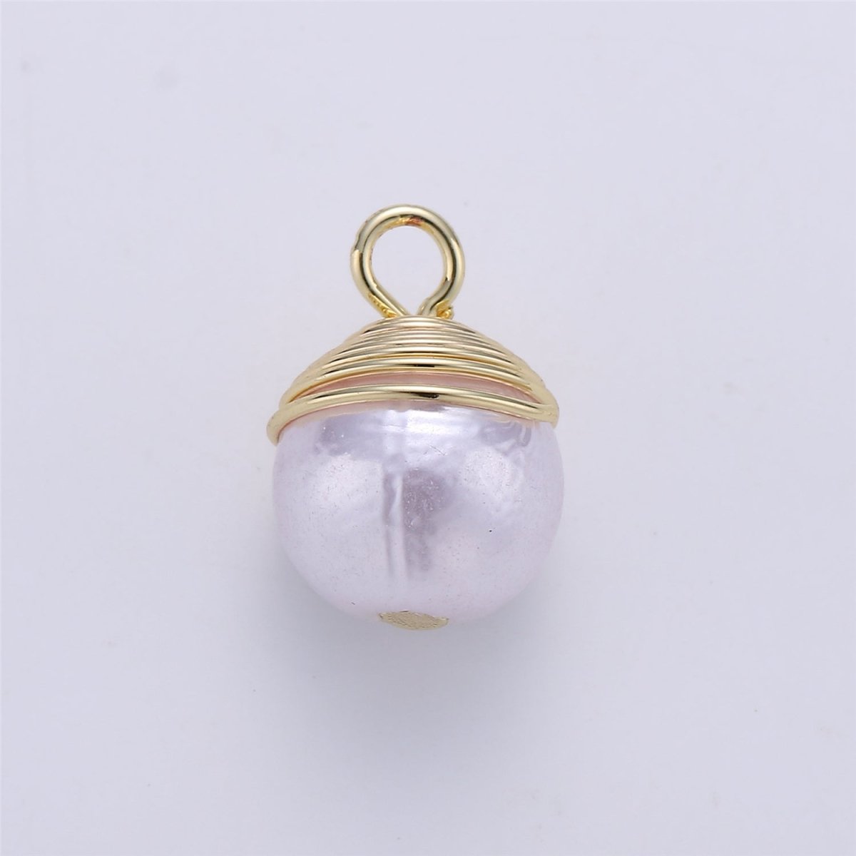 Clearance! Gold Hand Wired Faux Pearl Pendant for DIY Necklace E-494 - DLUXCA