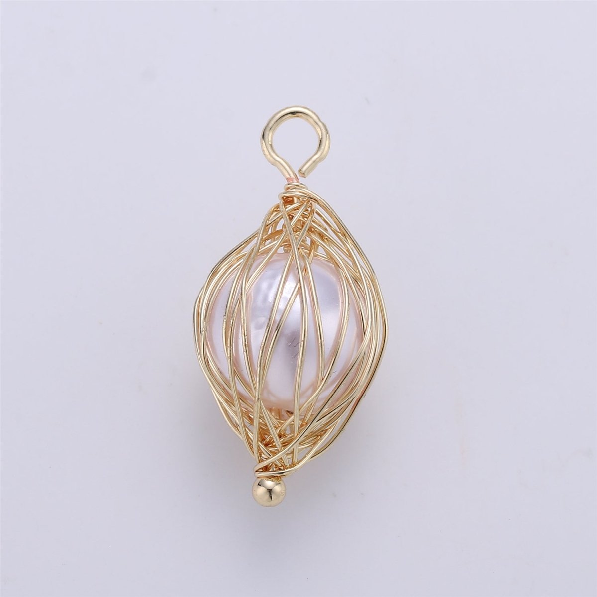 Clearance! Gold Hand Wired Faux Pearl Pendant for DIY Necklace E-496 - DLUXCA