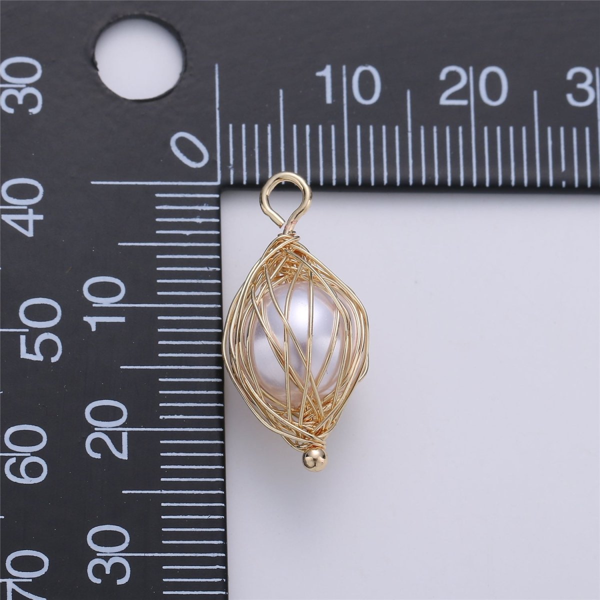 Clearance! Gold Hand Wired Faux Pearl Pendant for DIY Necklace E-496 - DLUXCA