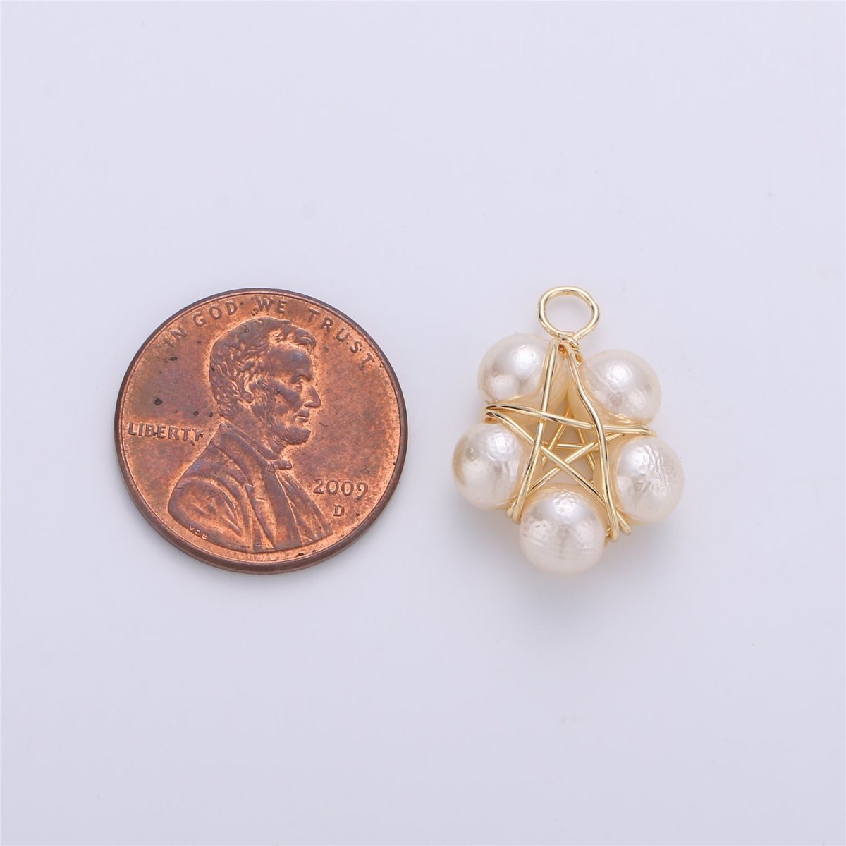 Clearance! Gold Hand Wired Faux Pearl Pendant for DIY Necklace E-500 - DLUXCA