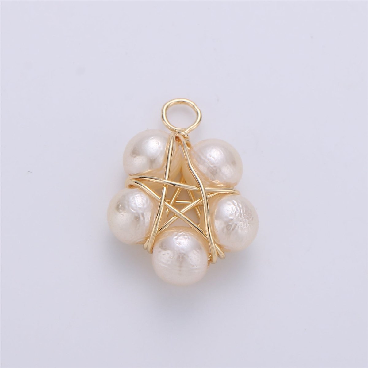 Clearance! Gold Hand Wired Faux Pearl Pendant for DIY Necklace E-500 - DLUXCA