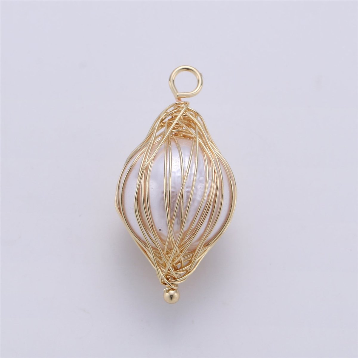 Clearance! Gold Hand Wired Pearl Pendant for DIY Necklace E-495 - DLUXCA