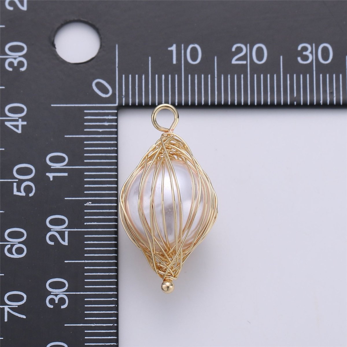 Clearance! Gold Hand Wired Pearl Pendant for DIY Necklace E-495 - DLUXCA