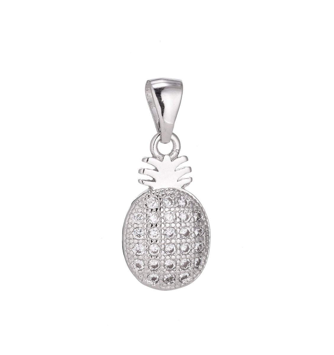 Clearance! Gold / Silver Pineapple Tropical Fruit Pave Cubic Zirconia Crystal Pendant for DIY Necklace H-934 - DLUXCA