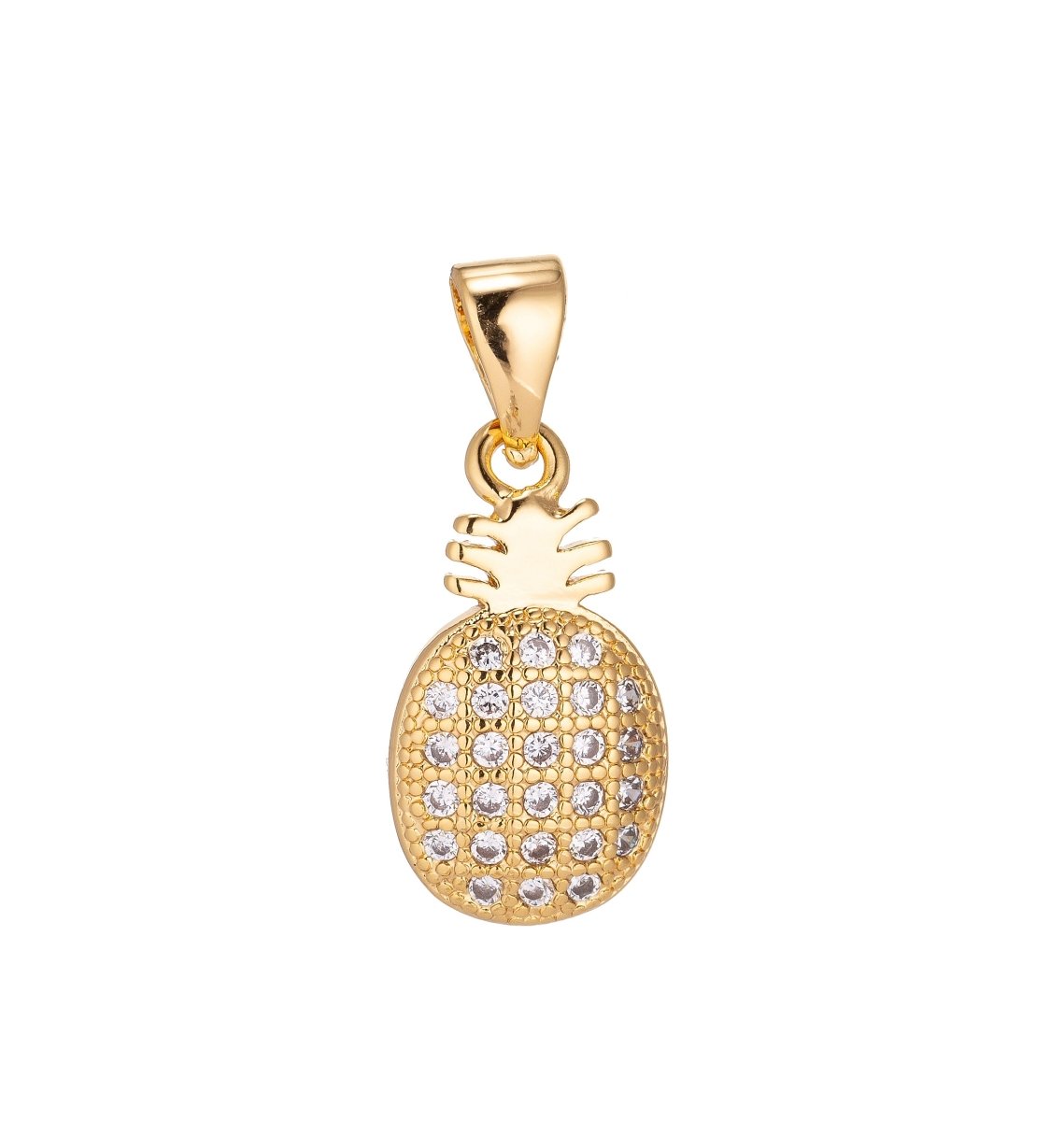 Clearance! Gold / Silver Pineapple Tropical Fruit Pave Cubic Zirconia Crystal Pendant for DIY Necklace H-934 - DLUXCA