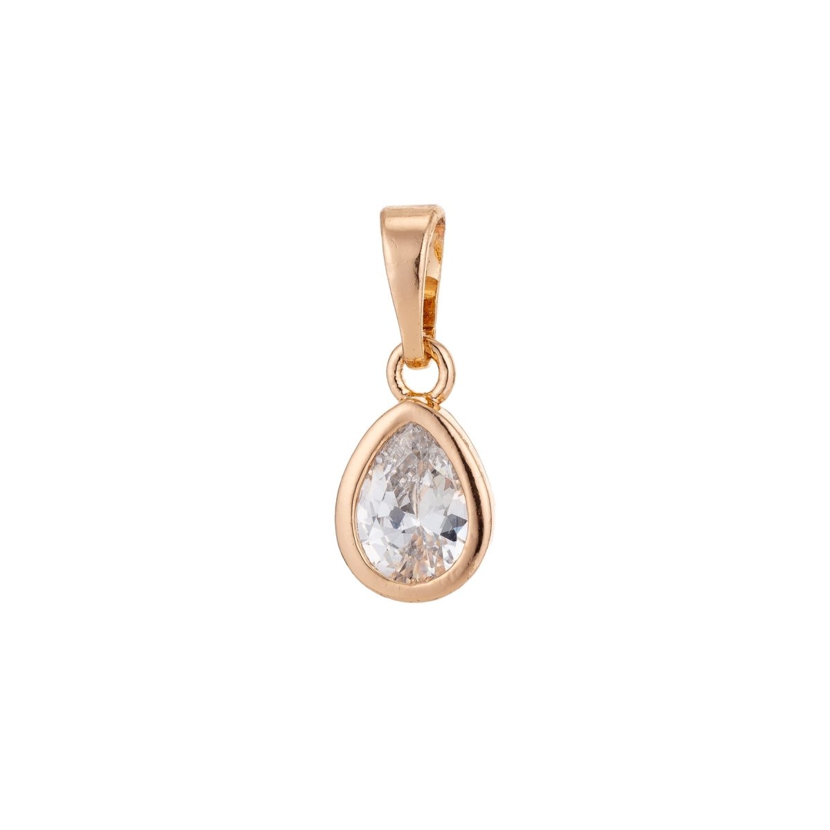 Clearance! Gold Simple Teardrop Cubic Zirconia Crystal Pendant for DIY Necklace H-824 - DLUXCA