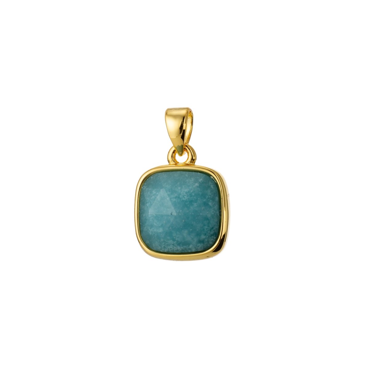 Clearance! Gold Square Natural Gemstone Gold Filled Pendants E-340-E-348 - DLUXCA