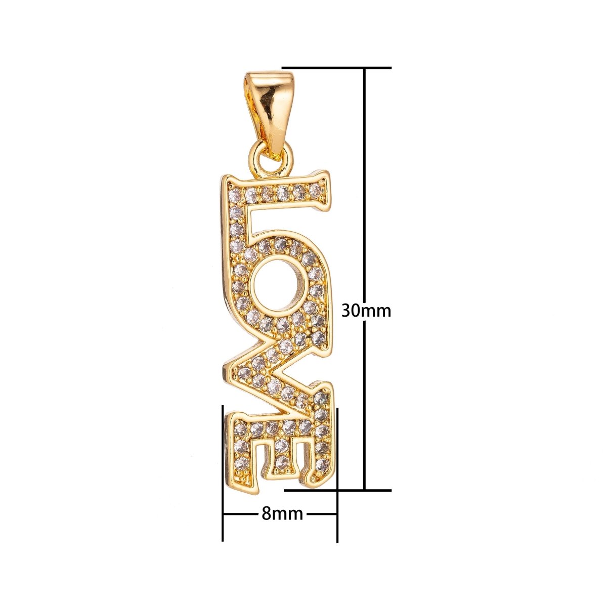 Clearance Pricing BLOWOUT 18k gold fill Love Lettering Micro Pave Pendant Lover DIY Cubic Zirconia Necklace Pendant Charm Bead Bails Findings for Jewelry Making H-921 - DLUXCA