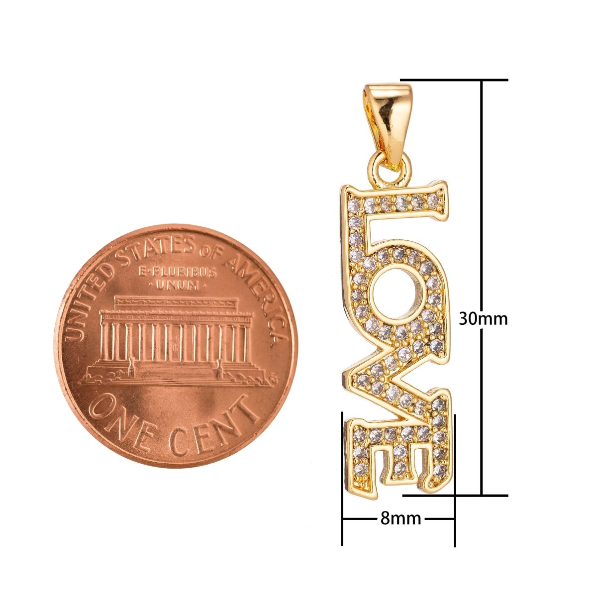 Clearance Pricing BLOWOUT 18k gold fill Love Lettering Micro Pave Pendant Lover DIY Cubic Zirconia Necklace Pendant Charm Bead Bails Findings for Jewelry Making H-921 - DLUXCA