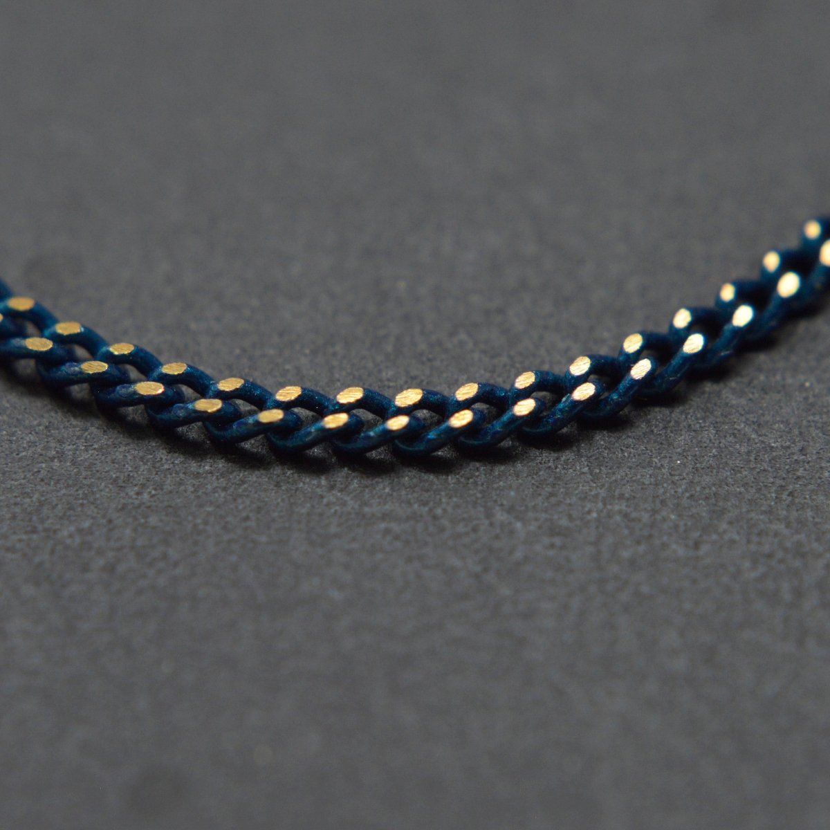 Clearance Pricing BLOWOUT Dark Blue Shimmer Cable Chain On Brass 1.8mm width Gold Navy Enamel Unfinished chain for Bracelet Necklace Component Chain | ROLL-445 - DLUXCA