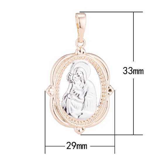 Clearance Pricing BLOWOUT Gold Holy Mother Mary, Baby Jesus, Virgin, Saint, Catholic, Family, Gift, Necklace Pendant Charm Bead Bails Findings, I-25 - DLUXCA