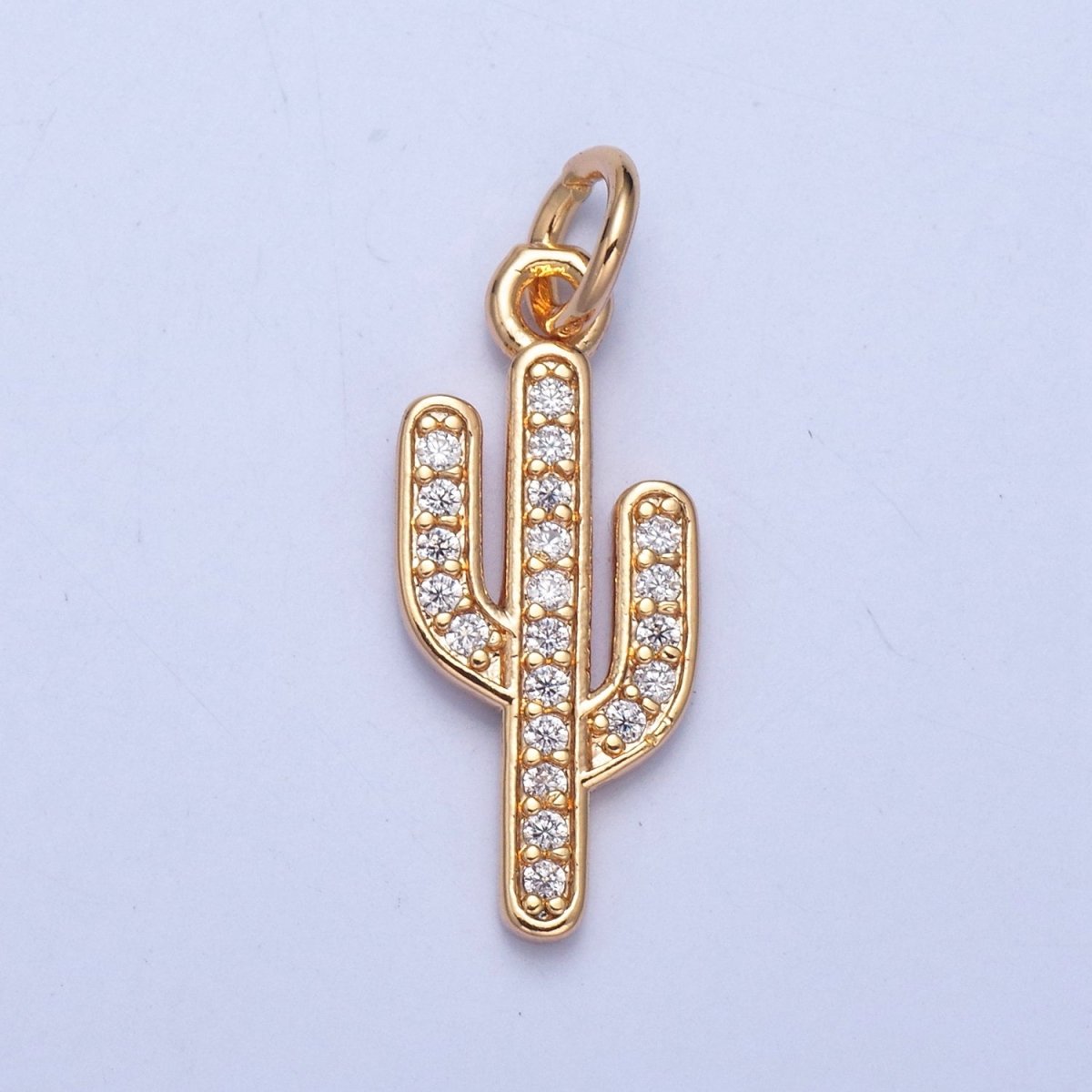 Clear/Green Micro Pave Cactus Charm, Desert Plant For Jewelry Making X-036 X-037 - DLUXCA