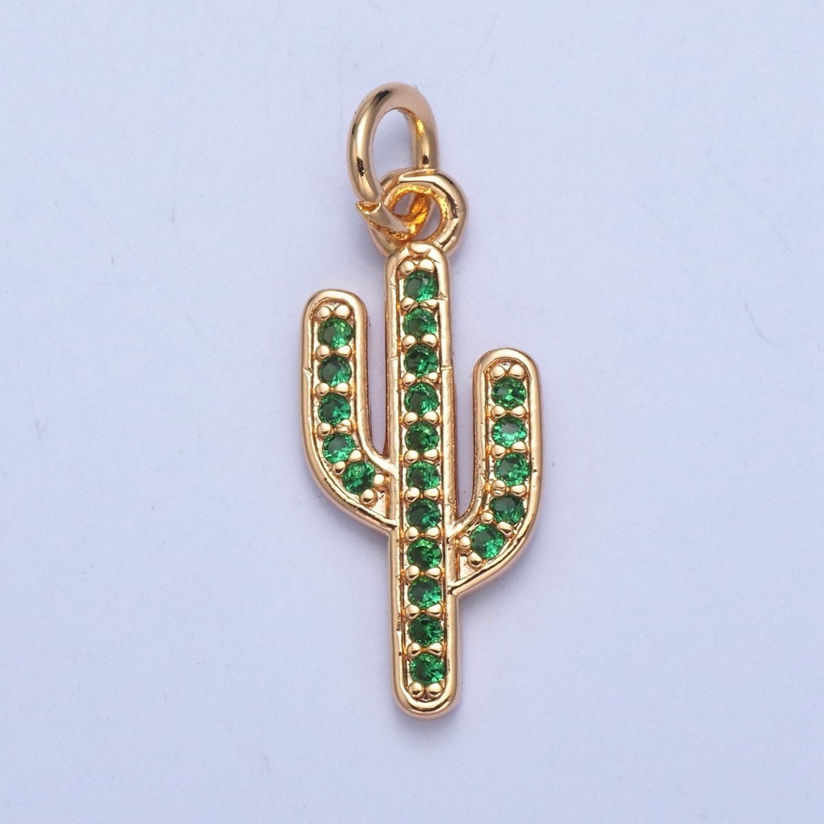 Clear/Green Micro Pave Cactus Charm, Desert Plant For Jewelry Making X-036 X-037 - DLUXCA