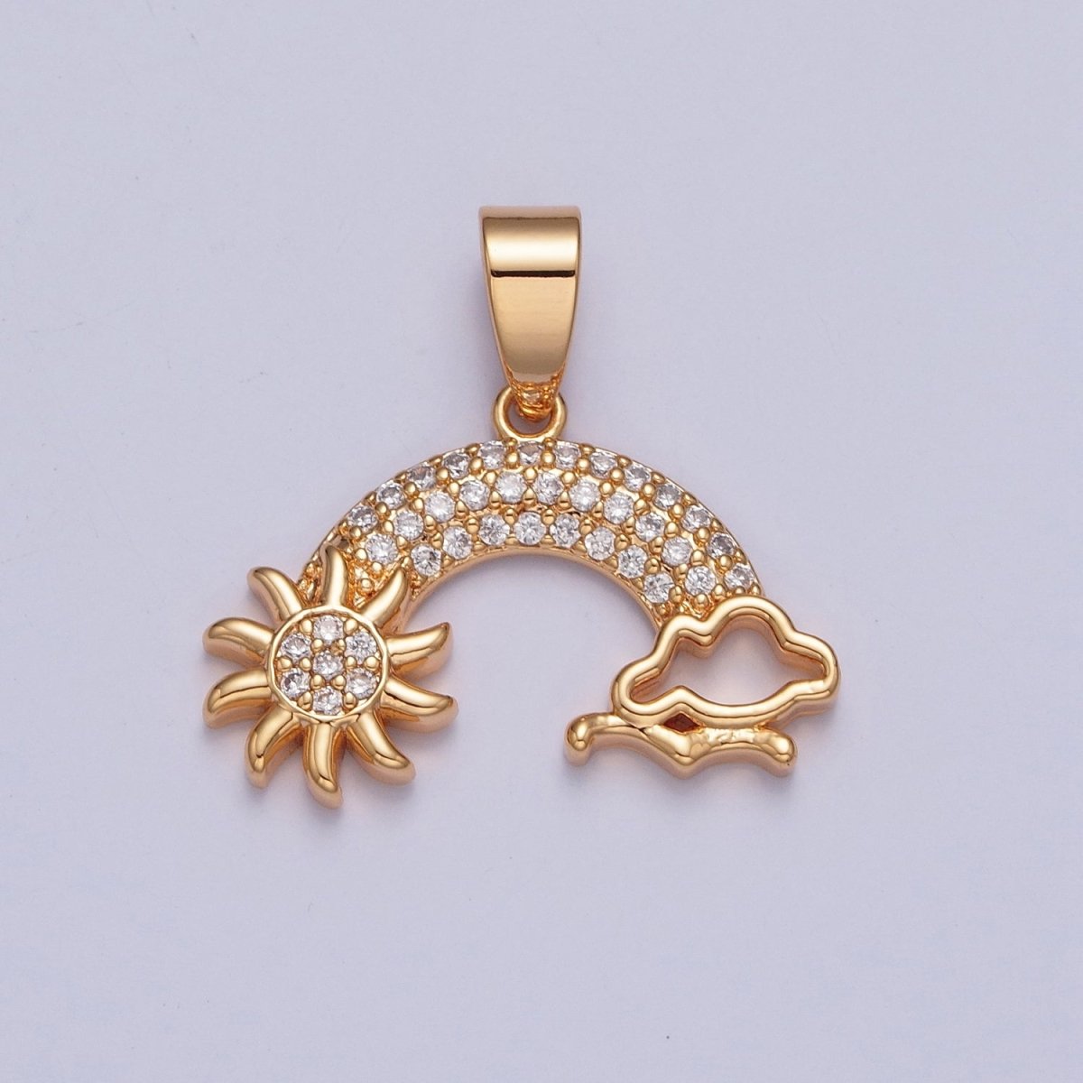 Clear/Rainbow Multicolor Rainbow Cloud Weather & Celestial Sun Pendant For Jewelry Making X-364 X-365 - DLUXCA
