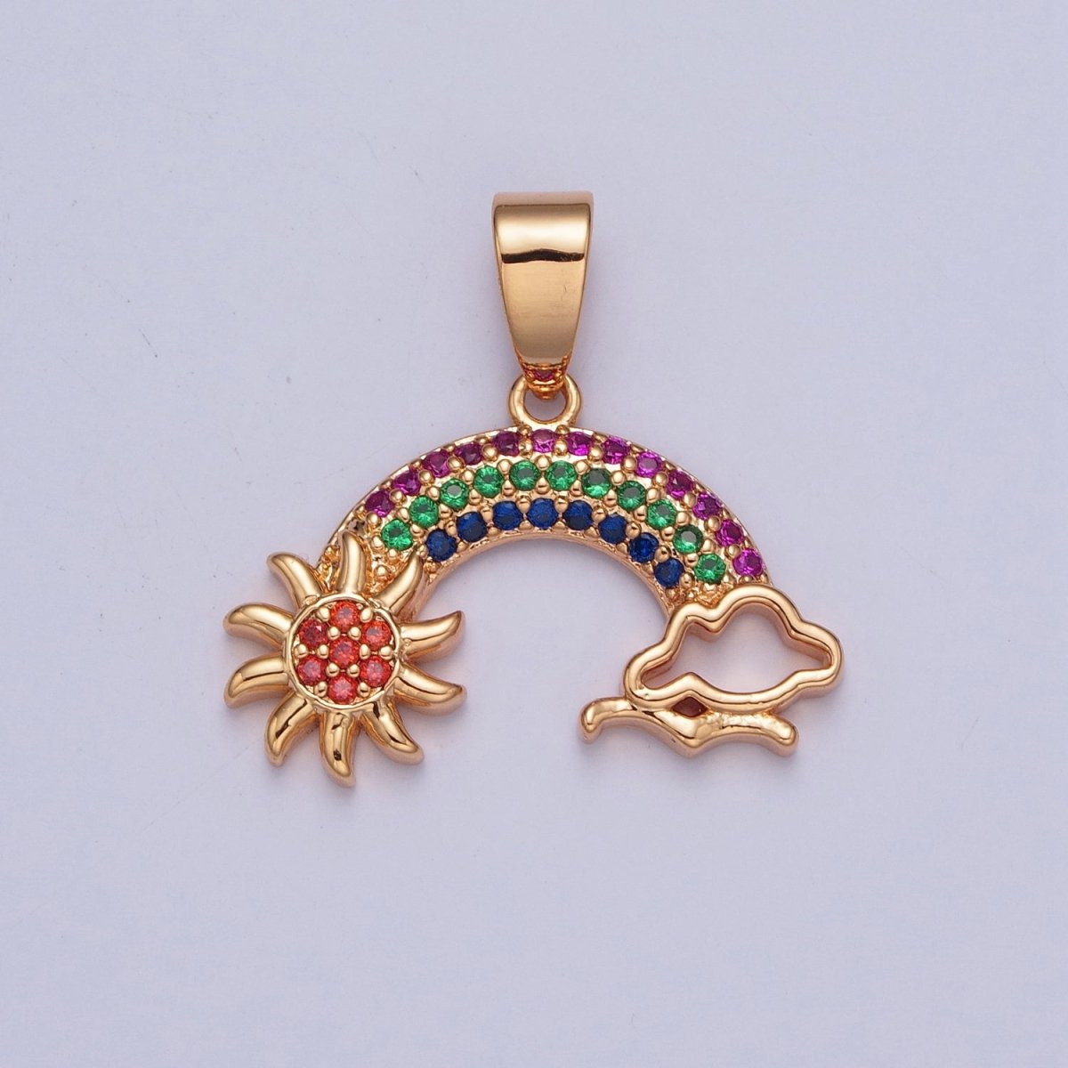 Clear/Rainbow Multicolor Rainbow Cloud Weather & Celestial Sun Pendant For Jewelry Making X-364 X-365 - DLUXCA