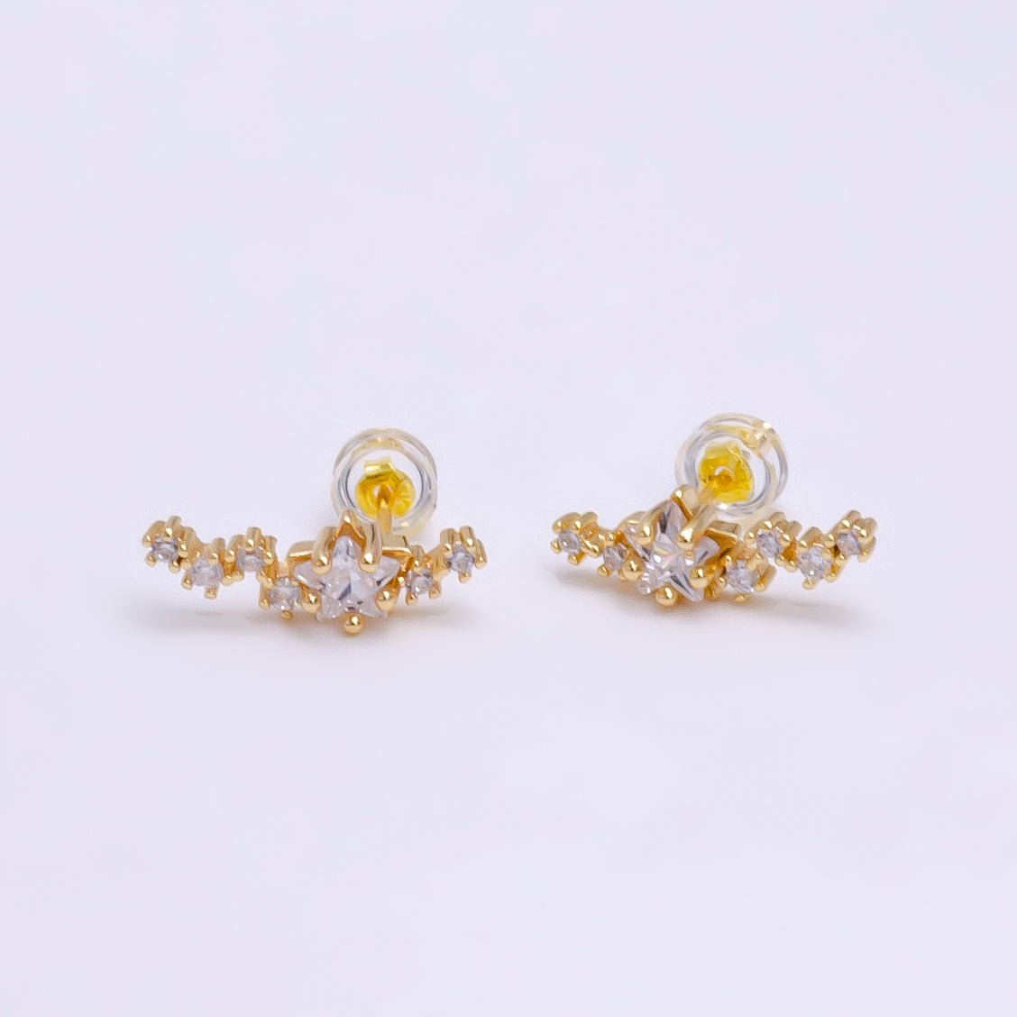 Climber Star Stud Earrings, Crystal Encrusted, Wedding Earrings, Celestial Stud Earrings, bridesmaids earring, Bridal Earrings V-080 V-081 - DLUXCA